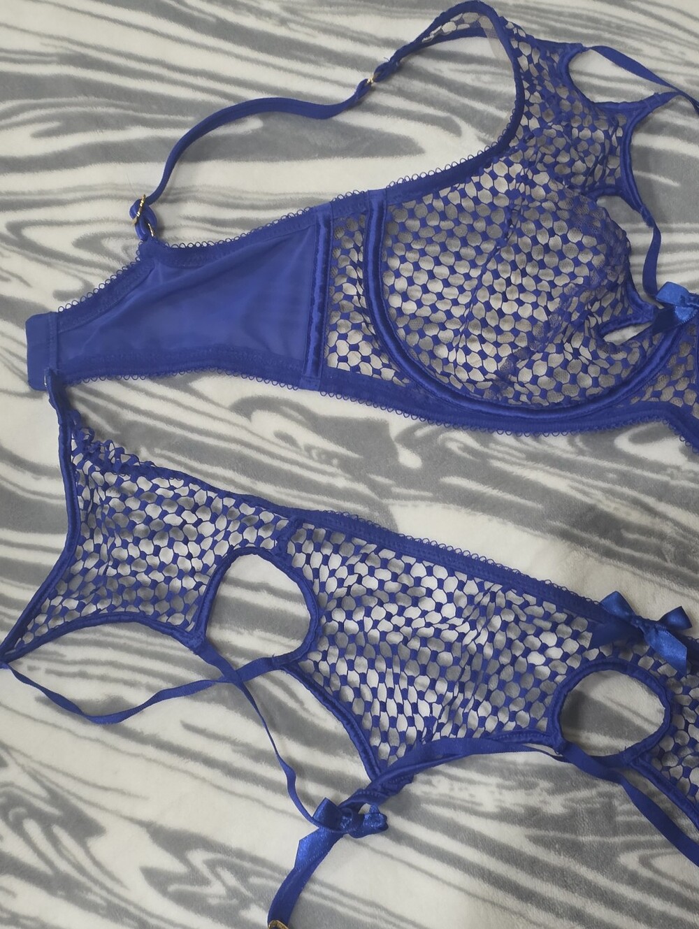 Agent Provocater Cassius SET in Cobalt Blue Mesh Lingerie - Picture 4 of 7
